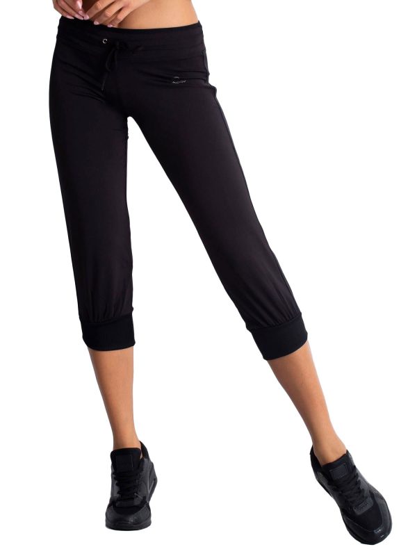 Wholesale Black women's capri pants with stripes