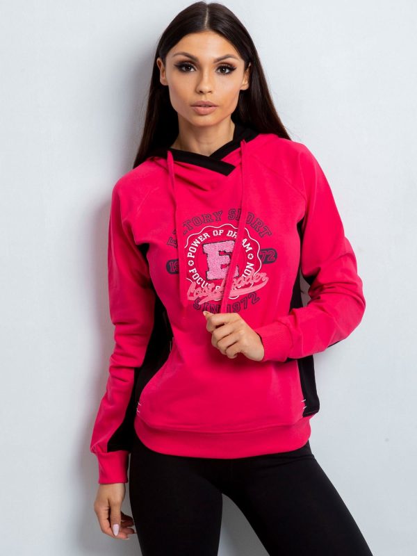 Wholesale Sweatshirt with inscription print and hood dark pink