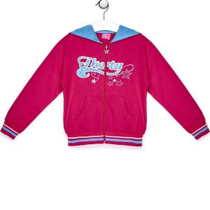 Wholesale Dark pink sweatshirt for girl with colorful print