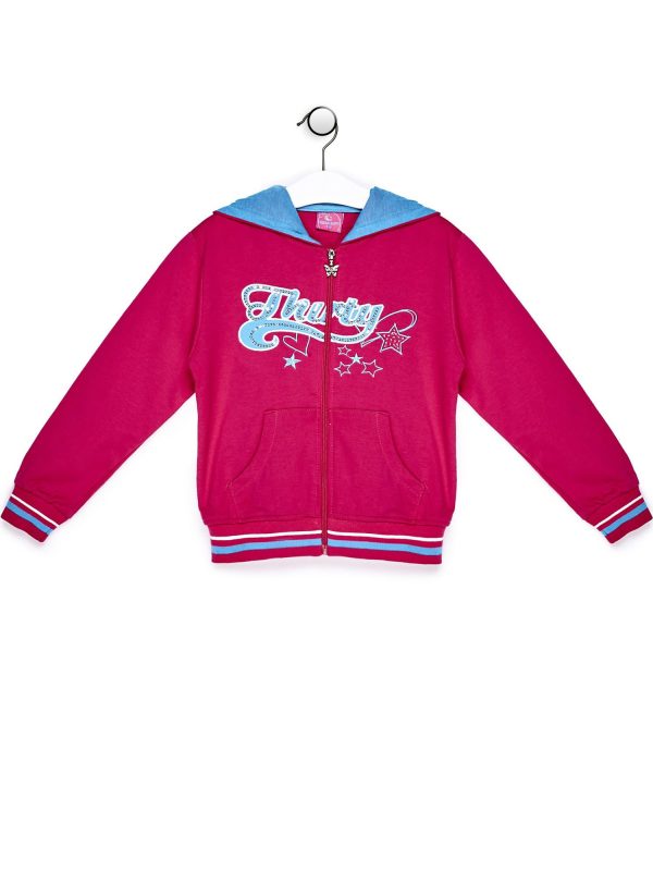 Wholesale Dark pink sweatshirt for girl with colorful print