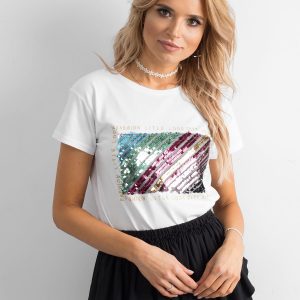 Wholesale White t-shirt with sequins