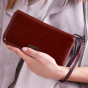 Wholesale Brown Leather Ladies Zipper Wallet