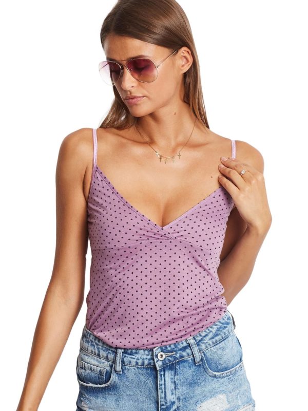 Wholesale Purple polka dot top