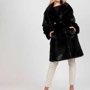 Wholesale Black Women's Button Fur Coat OCH BELLA