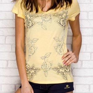 Wholesale T-shirt with vegetable motif yellow