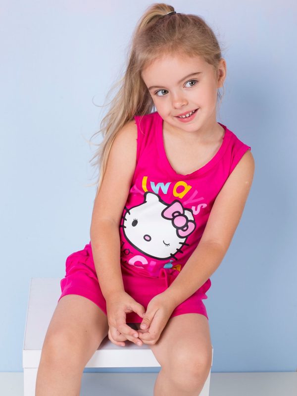 Wholesale Fuchsia dress for girl HELLO KITTY