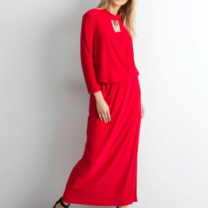 Wholesale Red maxi dress with cutout