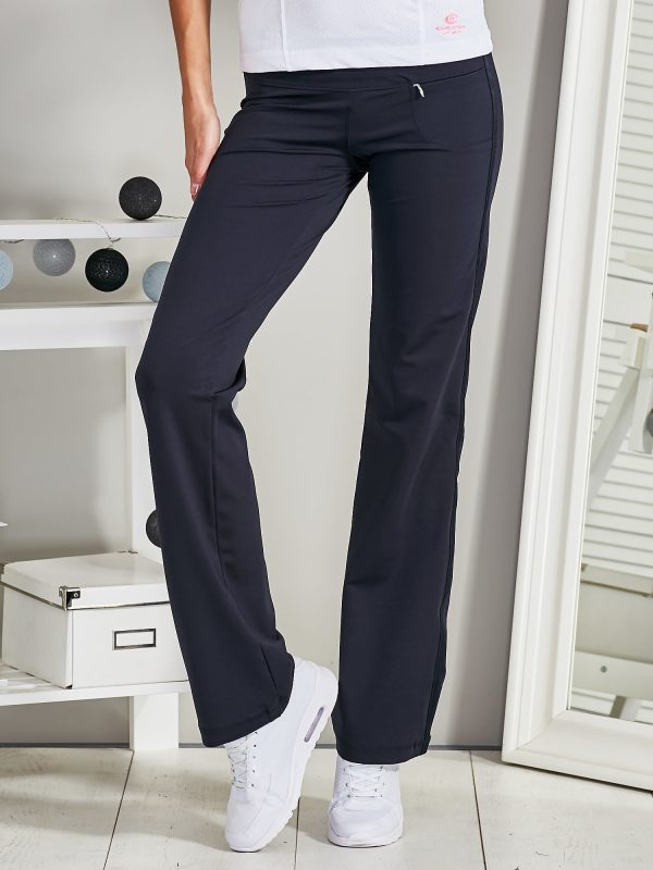 Wholesale Navy blue sports pants with applique with rhinestones