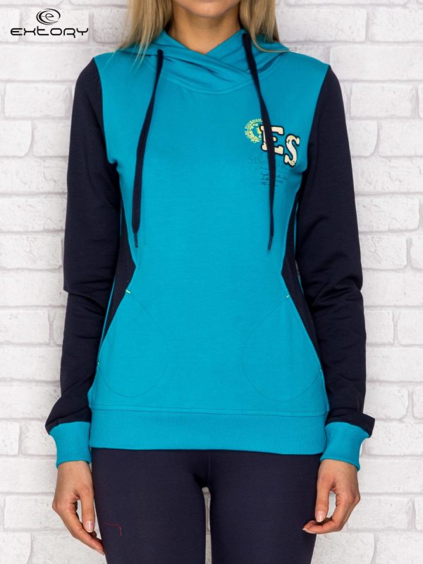 Wholesale Sweatshirt with patch and hood dark green