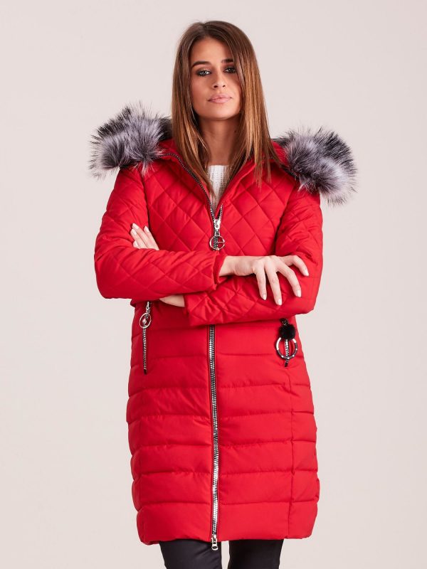 Wholesale Red Quilted Winter Jacket