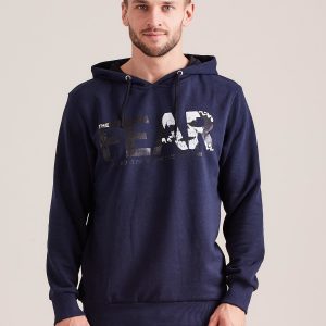 Wholesale Men's hoodie and print sweatshirt navy blue