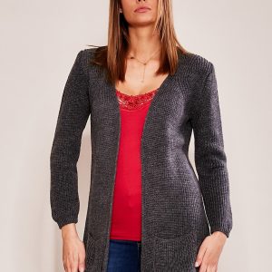 Wholesale Dark Gray Long Knitted Cardigan