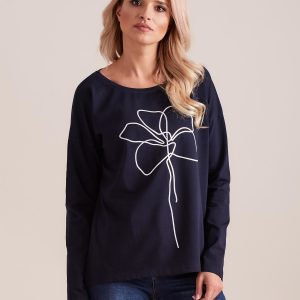 Wholesale Long sleeve blouse navy blue