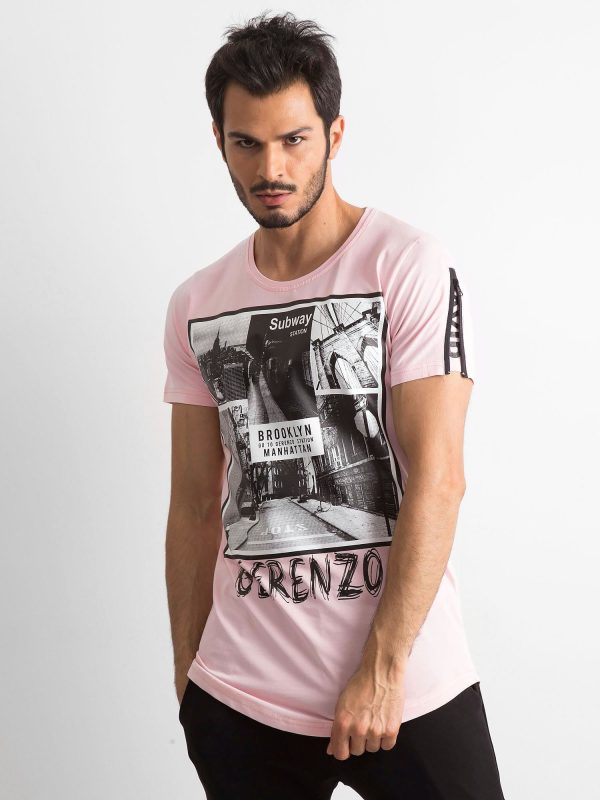 Wholesale Pink T-shirt for men with print