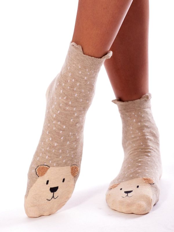 Wholesale Light beige socks with animals