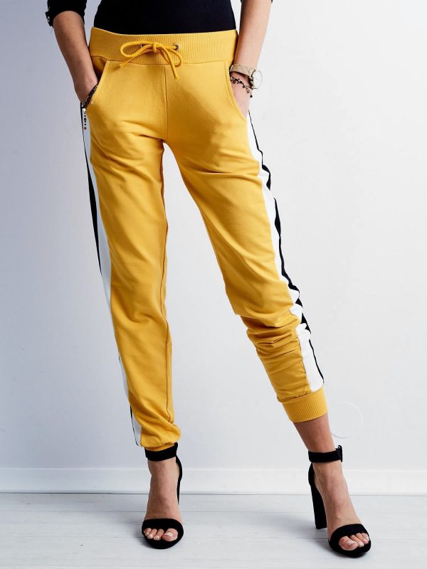 Wholesale Yellow sweatpants with stripes