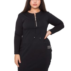 Wholesale Black Plus Size Dress with Pockets Alessia