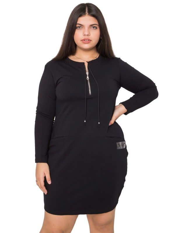 Wholesale Black Plus Size Dress with Pockets Alessia