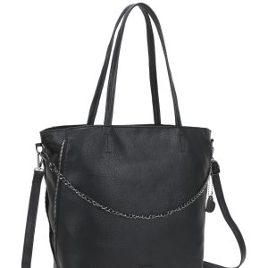 Wholesale LUIGISANTO black eco leather shopper bag