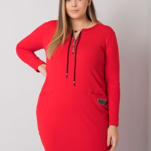 Wholesale Red Plus Size Dress with Pockets Alessia