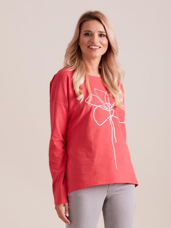 Wholesale Coral Long Sleeve Blouse