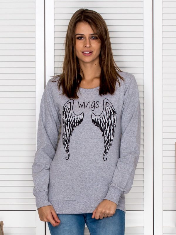 Wholesale Grey sweatshirt with wings