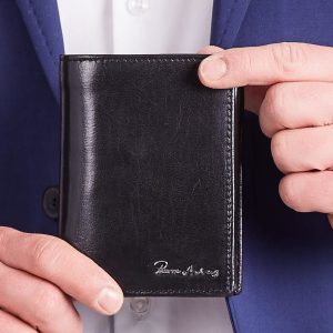 Wholesale Black Vertical Leather Wallet For Man