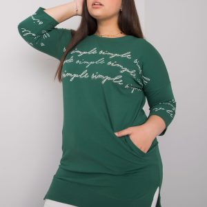 Wholesale Dark green plus size blouse with Lily prints