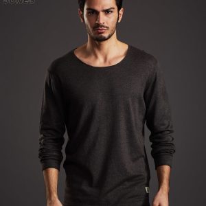 Wholesale Dark brown smooth men's sweater