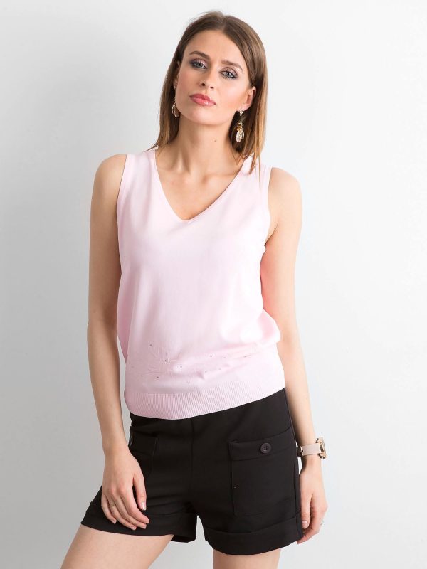 Wholesale Light pink V-neck top