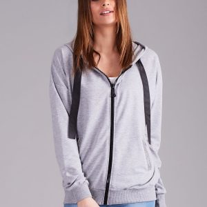 Wholesale Grey Cotton Zipper Sweatshirt