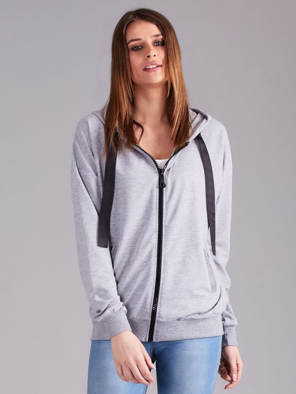 Wholesale Grey Cotton Zipper Sweatshirt