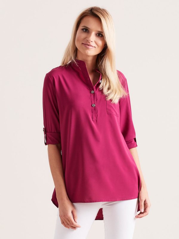 Wholesale Purple blouse with stand-up collar