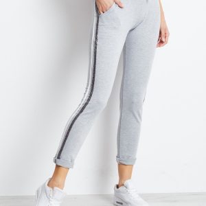 Wholesale Light grey sweatpants with shiny stripe