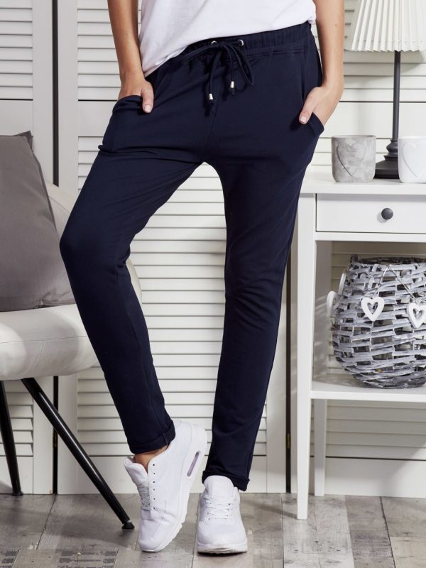 Wholesale Navy blue women's sweatpants with pockets