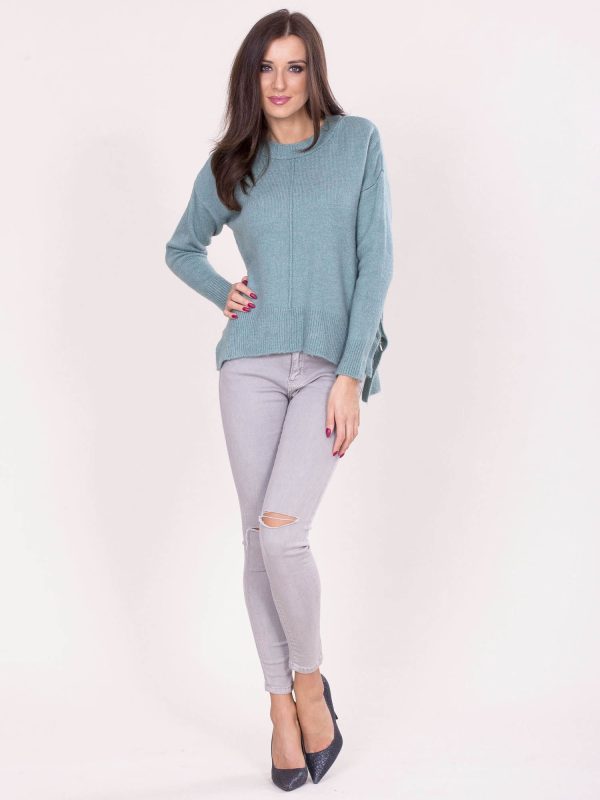 Wholesale Mint sweater with longer back