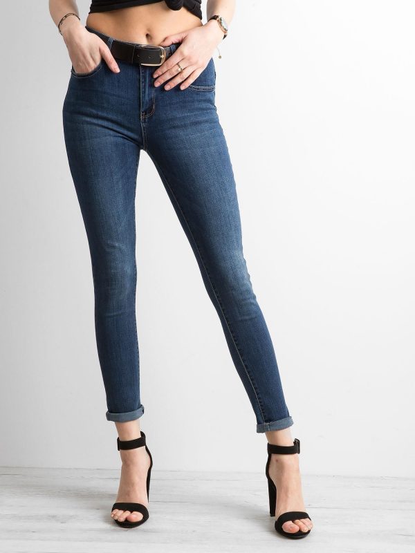 Wholesale Dark blue skinny denim pants