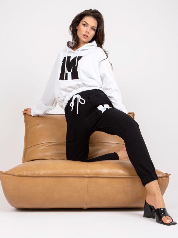 Wholesale White and black sweatshirt set with hood Danielle