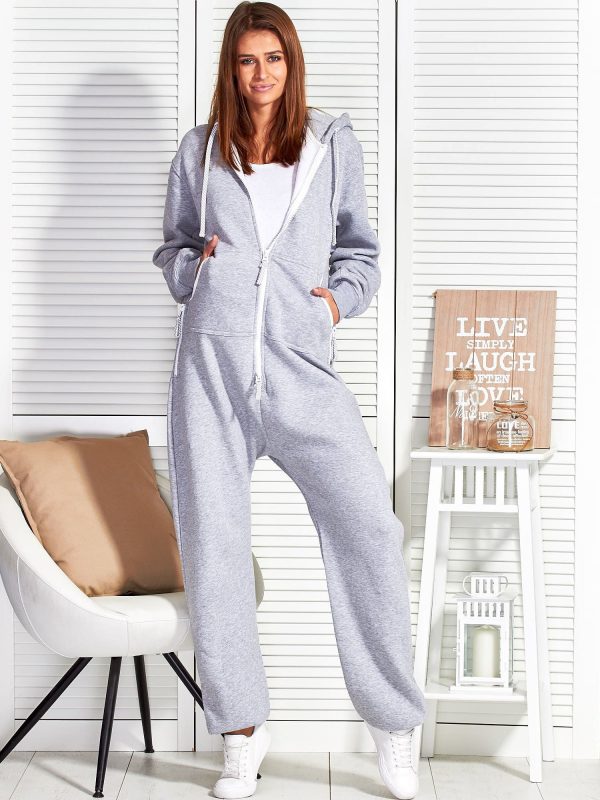 Wholesale Gray sweatsuit with hood