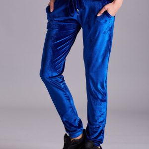 Wholesale Blue velour trousers with stripes