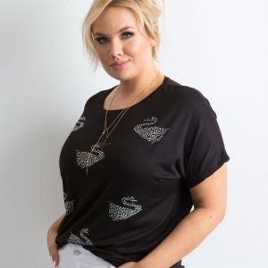 Wholesale Black plus size t-shirt with applique