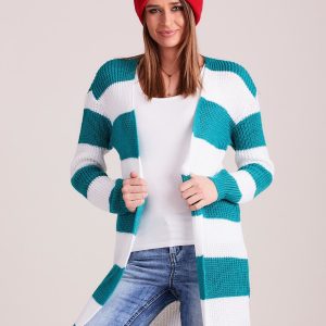 Wholesale White and green striped sweater