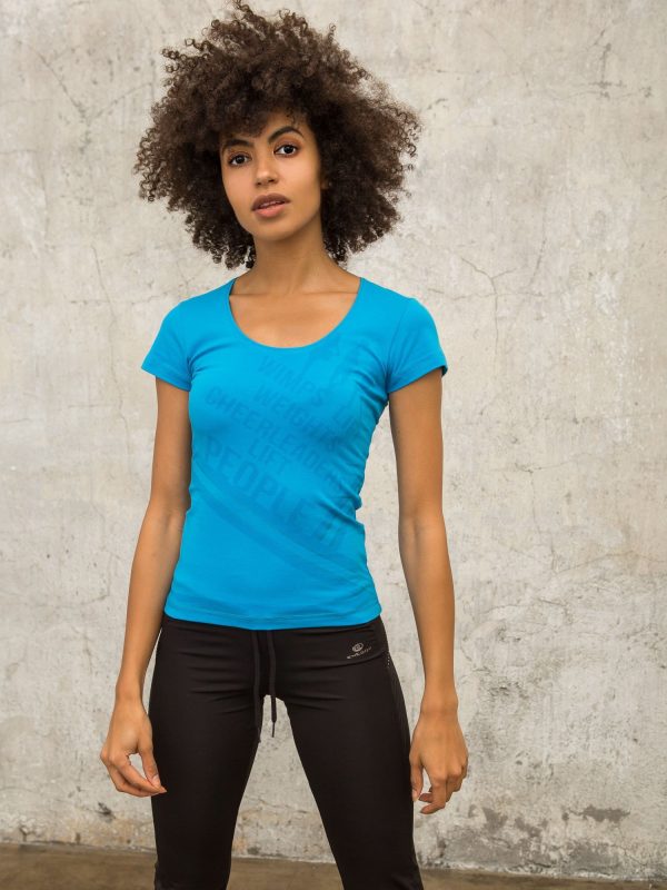 Wholesale Turquoise t-shirt with delicate print