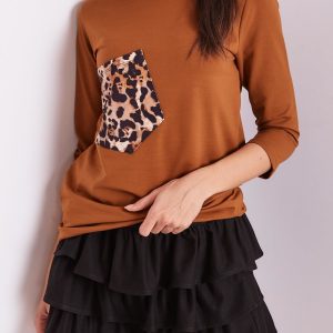 Wholesale Brown blouse with animal motif