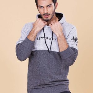 Wholesale Dark Grey Hooded Sweatshirt for Men