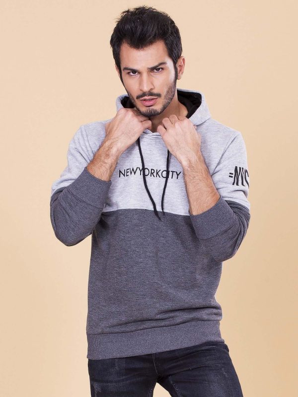 Wholesale Dark Grey Hooded Sweatshirt for Men