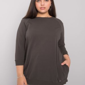 Wholesale Dark Khaki Plus Size Cotton Emma Blouse