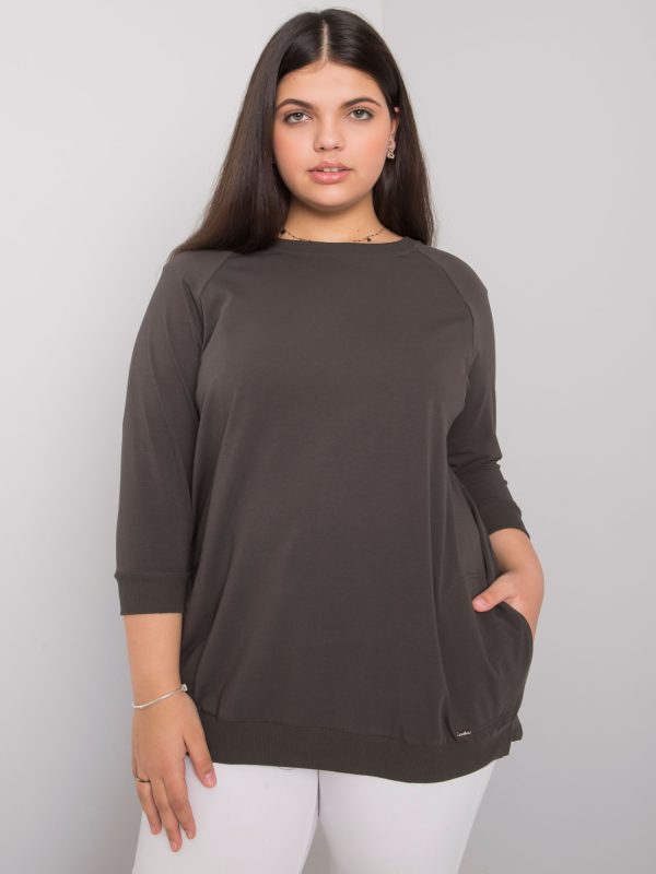 Wholesale Dark Khaki Plus Size Cotton Emma Blouse