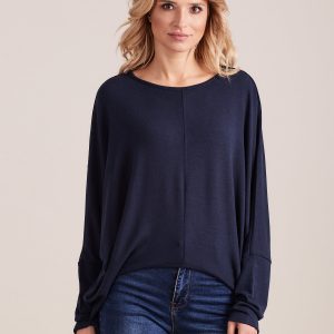 Wholesale Navy Asymmetrical Oversize Blouse