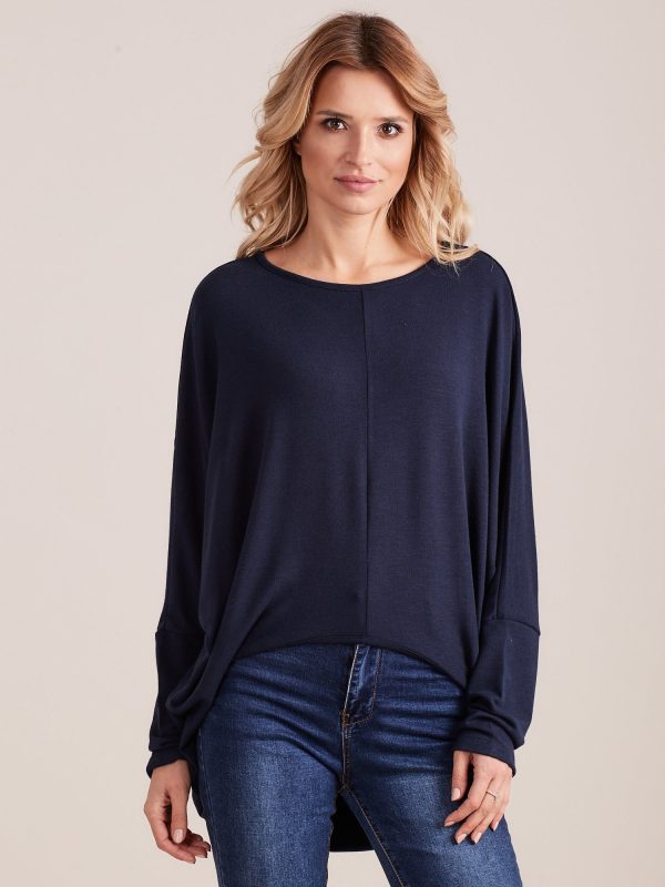 Wholesale Navy Asymmetrical Oversize Blouse